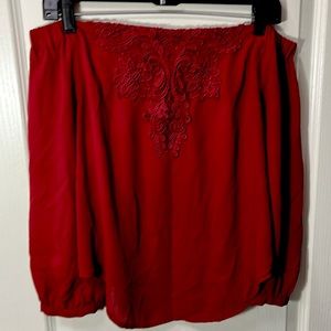 EXPRESS off the shoulder burgundy top